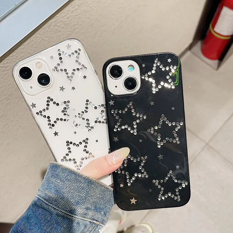 Rhinestone black XINGX epoxy soft phone case for iPhone with protective cover
