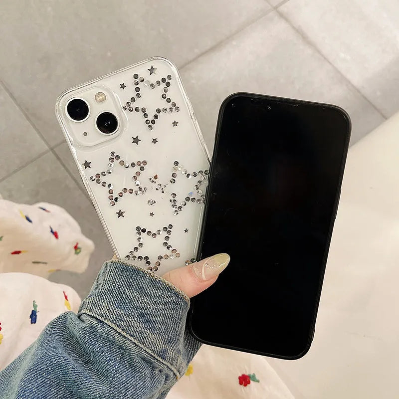 Rhinestone black XINGX epoxy soft phone case for iPhone with protective cover