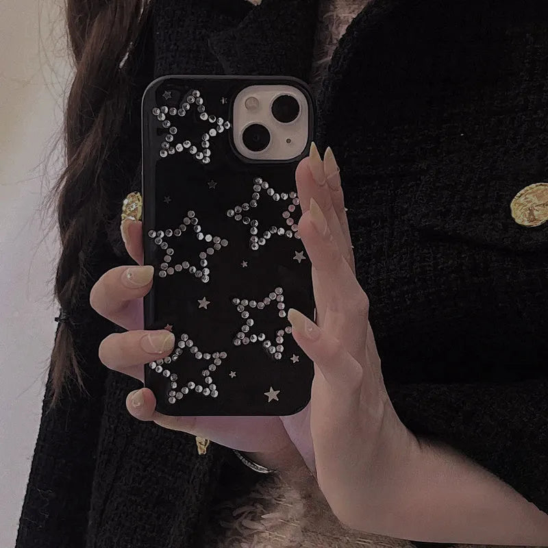 Rhinestone black XINGX epoxy soft phone case for iPhone with protective cover