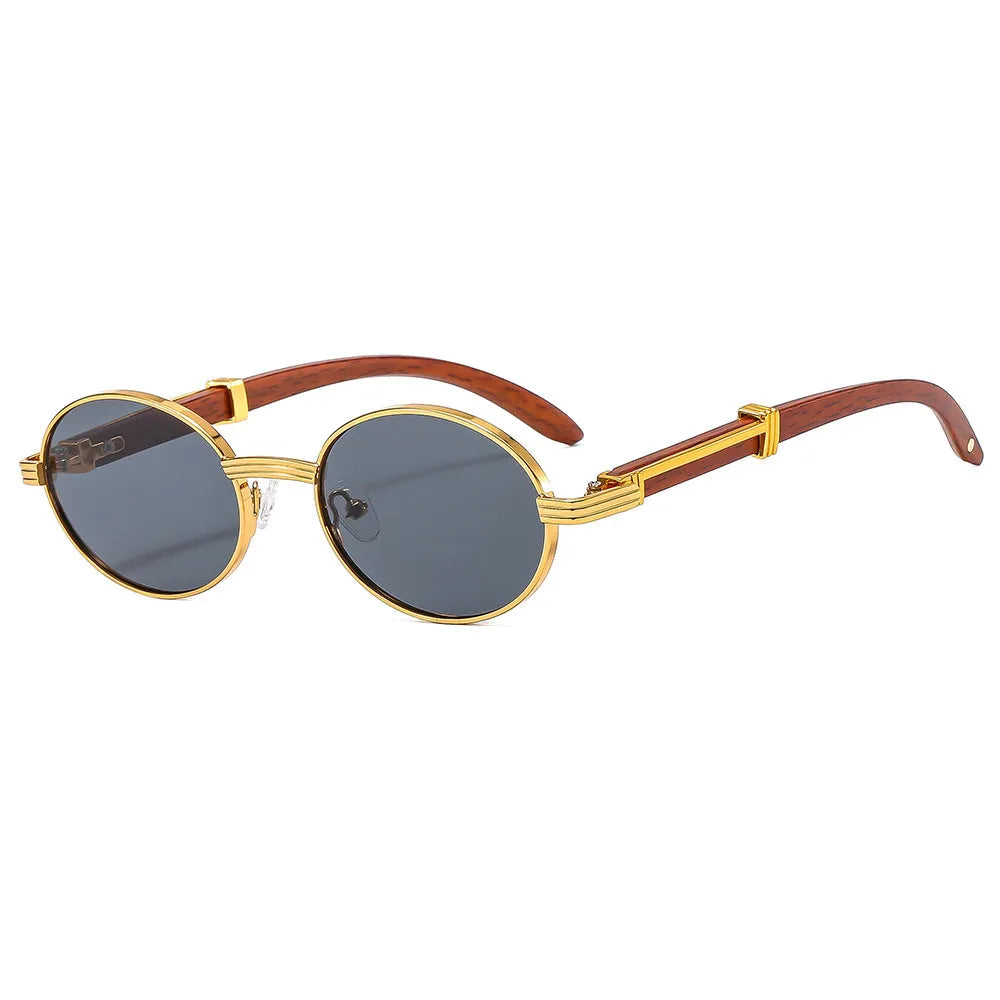 UV protection sunglasses with plastic frame, gold or silver, shown in grey, blue, green, or clear lens options.