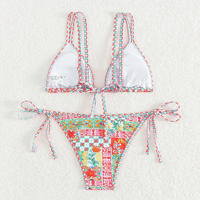 Women's one-piece lace-up swimsuit with backless design in picture colour