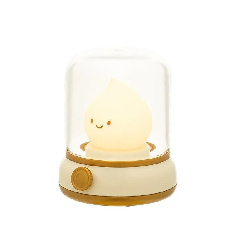 Retro oil lamp design LED night light in green or yellow colour with USB charging port