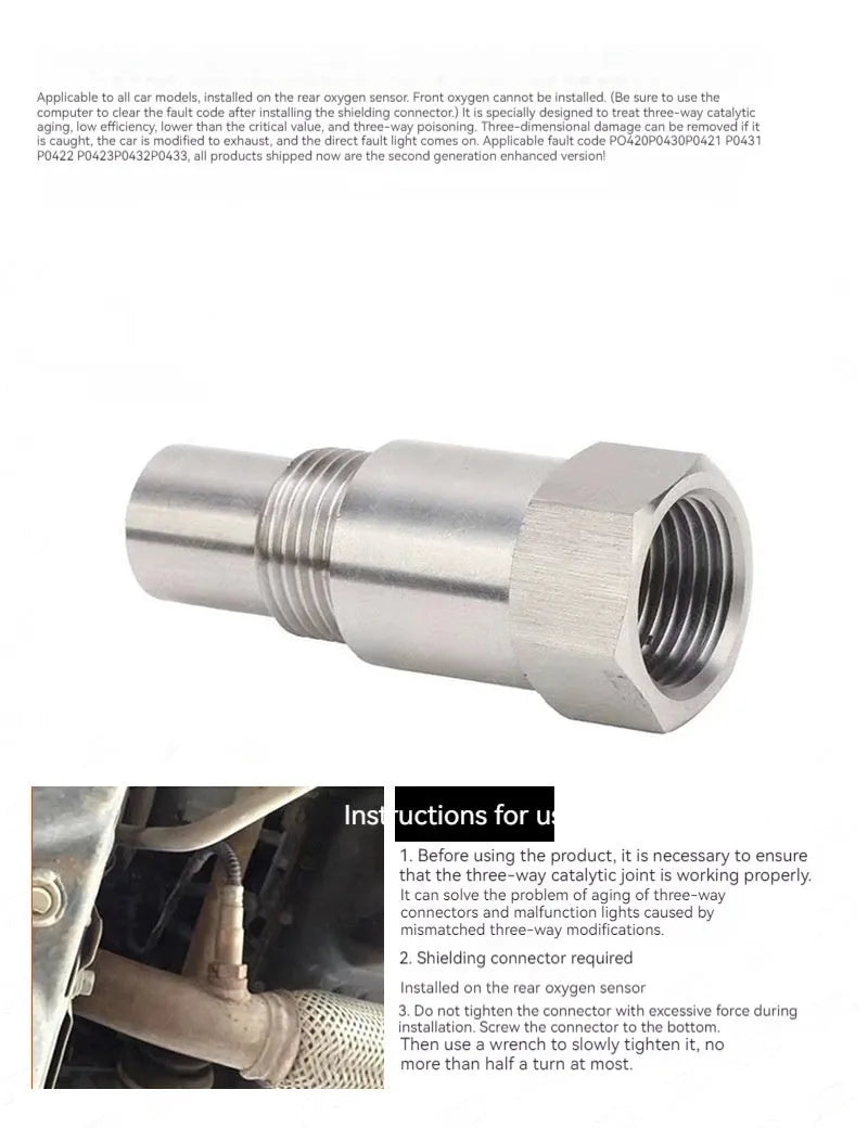 304 stainless steel oxygen sensor adapter with three-way catalyst connector for automotive use