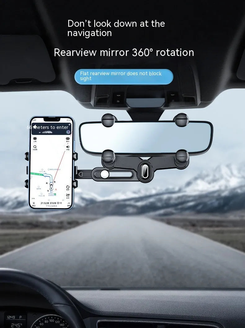 ABS automobile rear view mirror bracket with folding rod mechanism for universal vehicle installation
