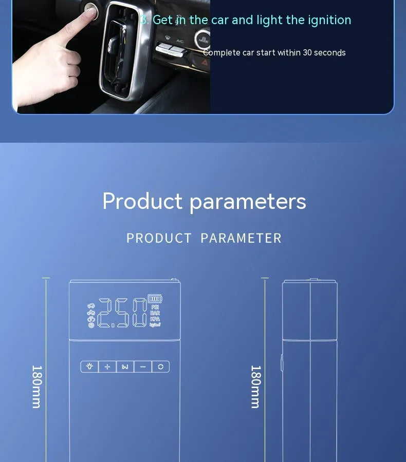 12400mah automobile emergency start power source with aluminium alloy shell and accessories