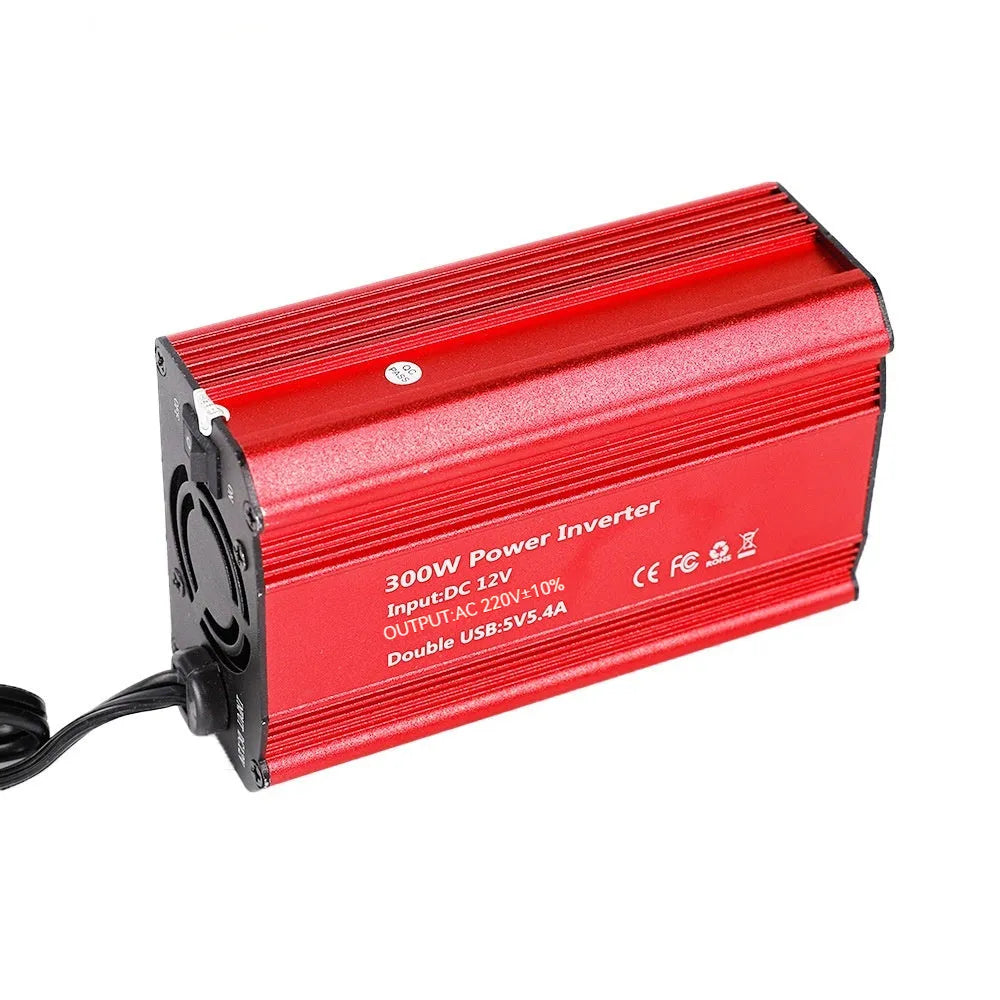 Modified wave car inverter 300W aluminium alloy shell FM300X with 5V USB output, 125 x 80 x 46mm