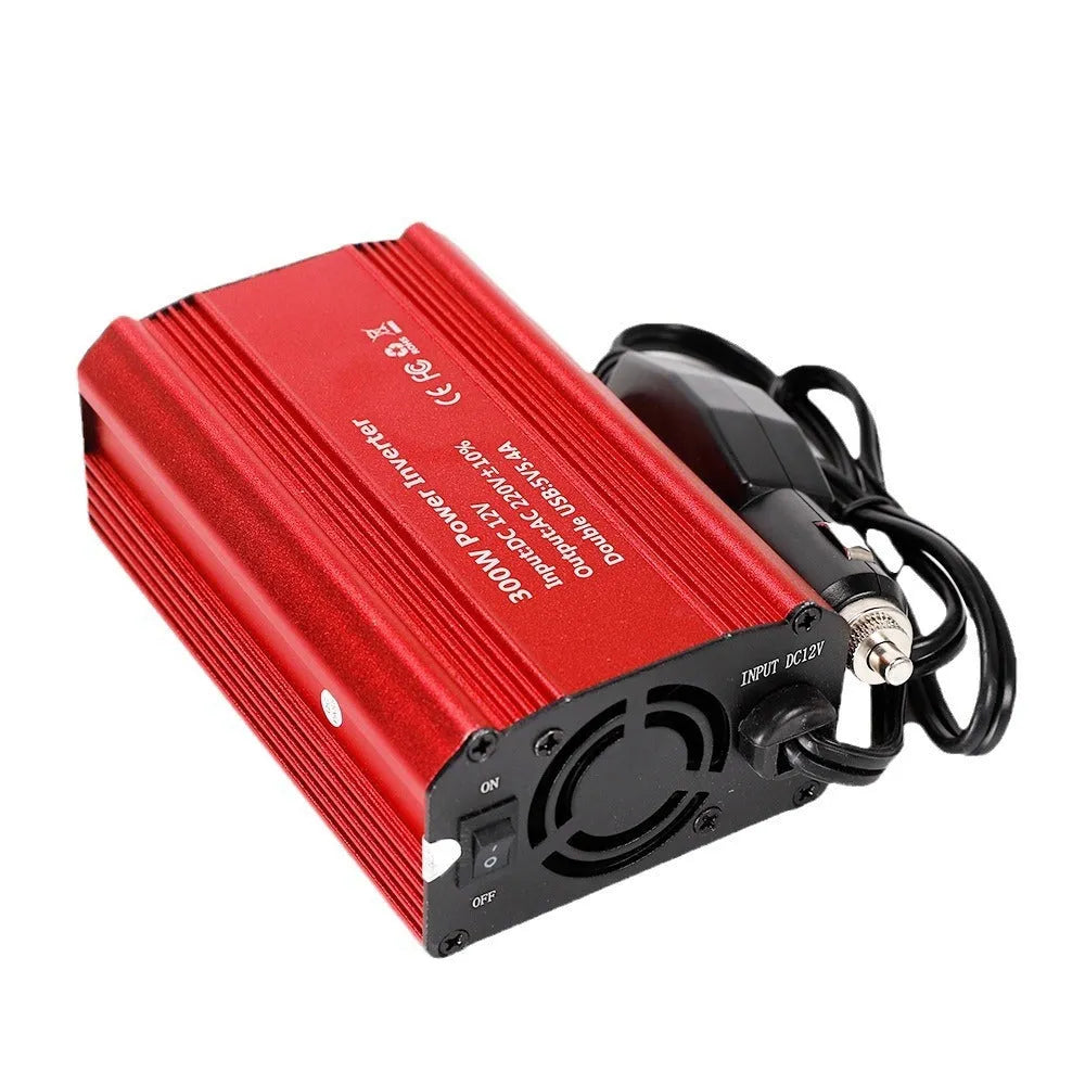 Modified wave car inverter 300W aluminium alloy shell FM300X with 5V USB output, 125 x 80 x 46mm