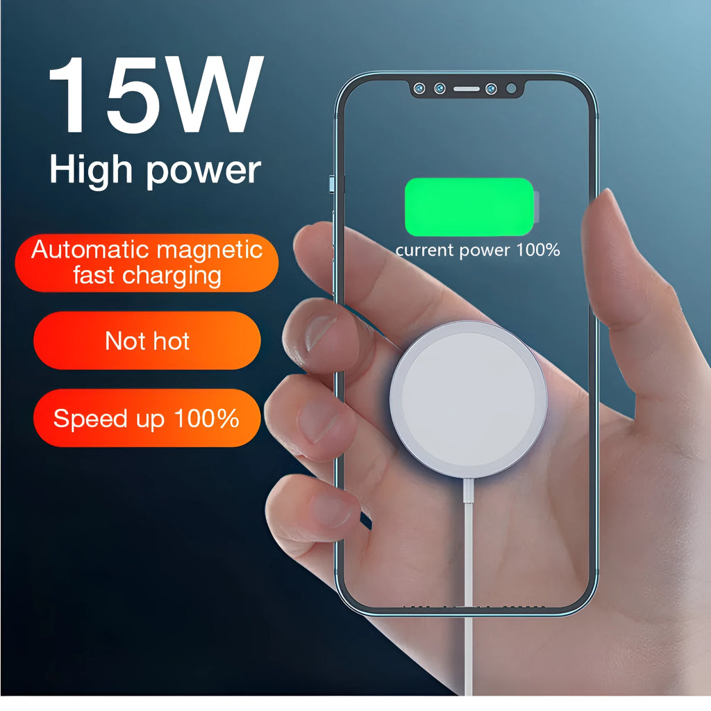 White silver magnetic wireless charger for iPhone 12 Pro Max with ice core technology