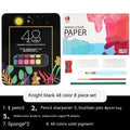 Solid watercolour paint set open to show 48 different colour pans in a box