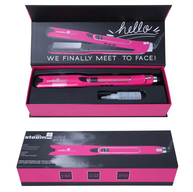 Mini steam spray hair straightener in purple rose red or champagne colour with European plug