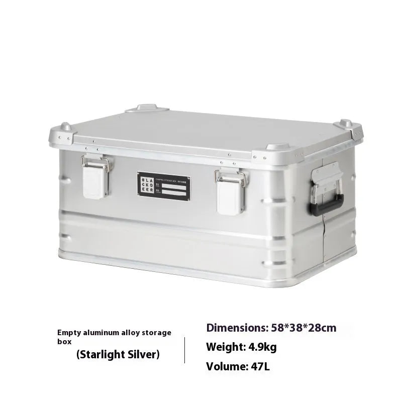 Field green aluminium alloy storage box for camping equipment with 58cm dimensions