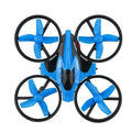 JJRC H36 mini drone in blue and grey with protective fan blades and remote control