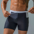 Nylon swimming trunks with side pockets in navy blue, lake blue or dark gray, Asian sizes M to XXL