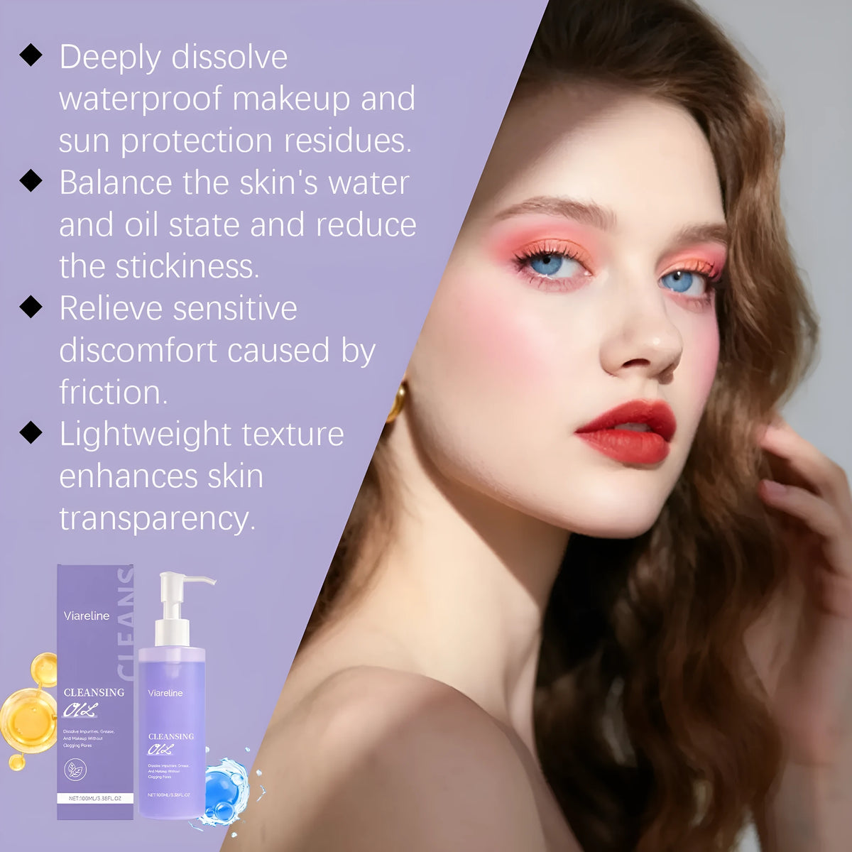 100ml moisturising cleansing facial oil bottle for dissolving makeup with grape seed oil