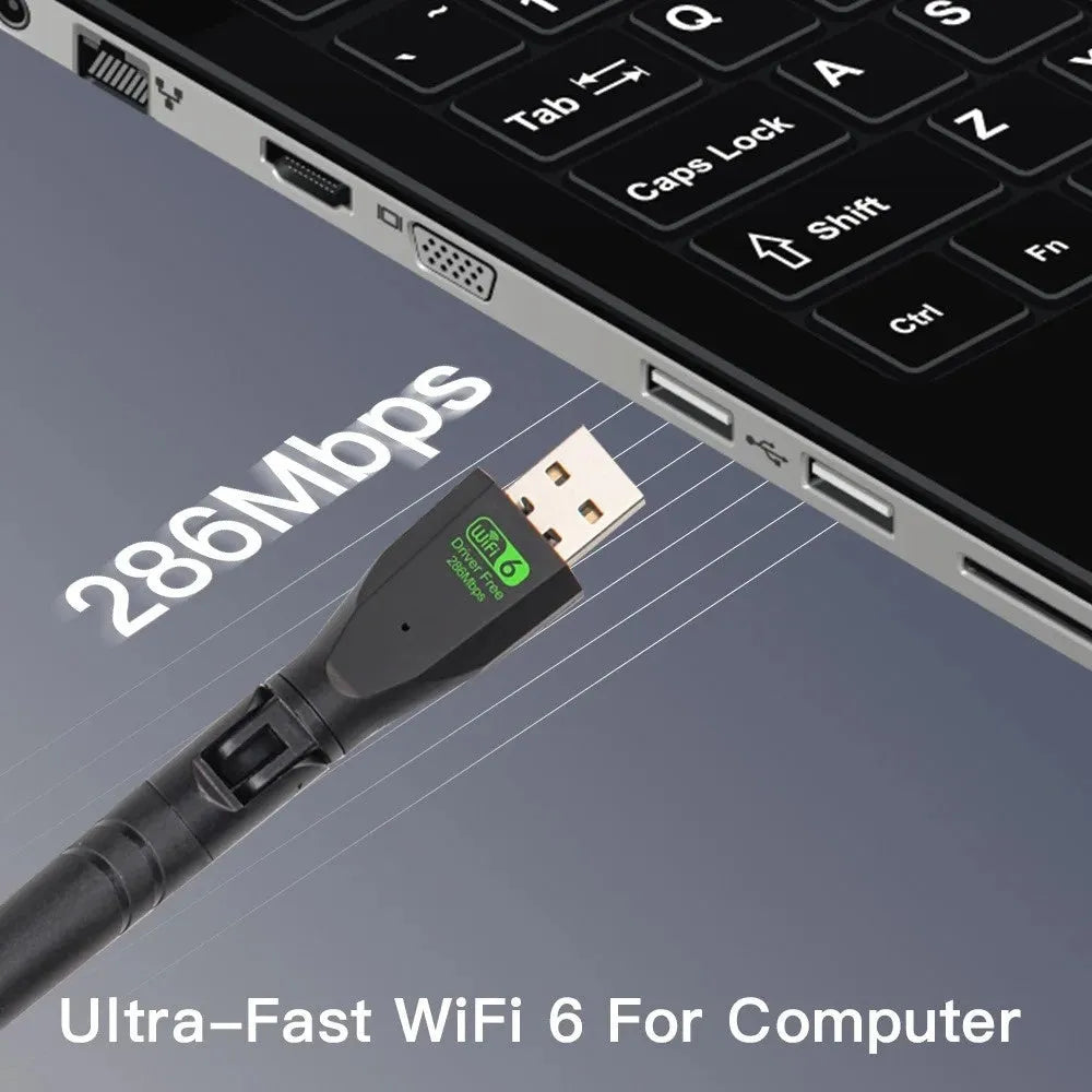 Black WiFi6 USB wireless network card for desktop and laptop computers