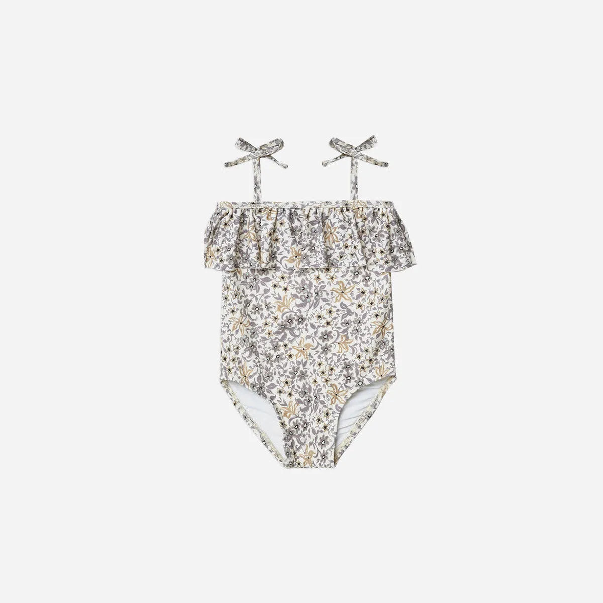 Girls' high elasticity one piece swimsuit in floral print with quick-drying polyester fabric