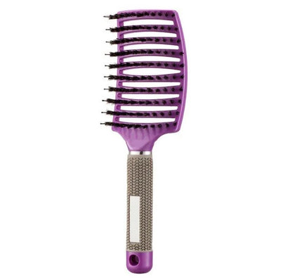 Detangling hairbrush with bristle and nylon teeth for effortless hair management and scalp massage