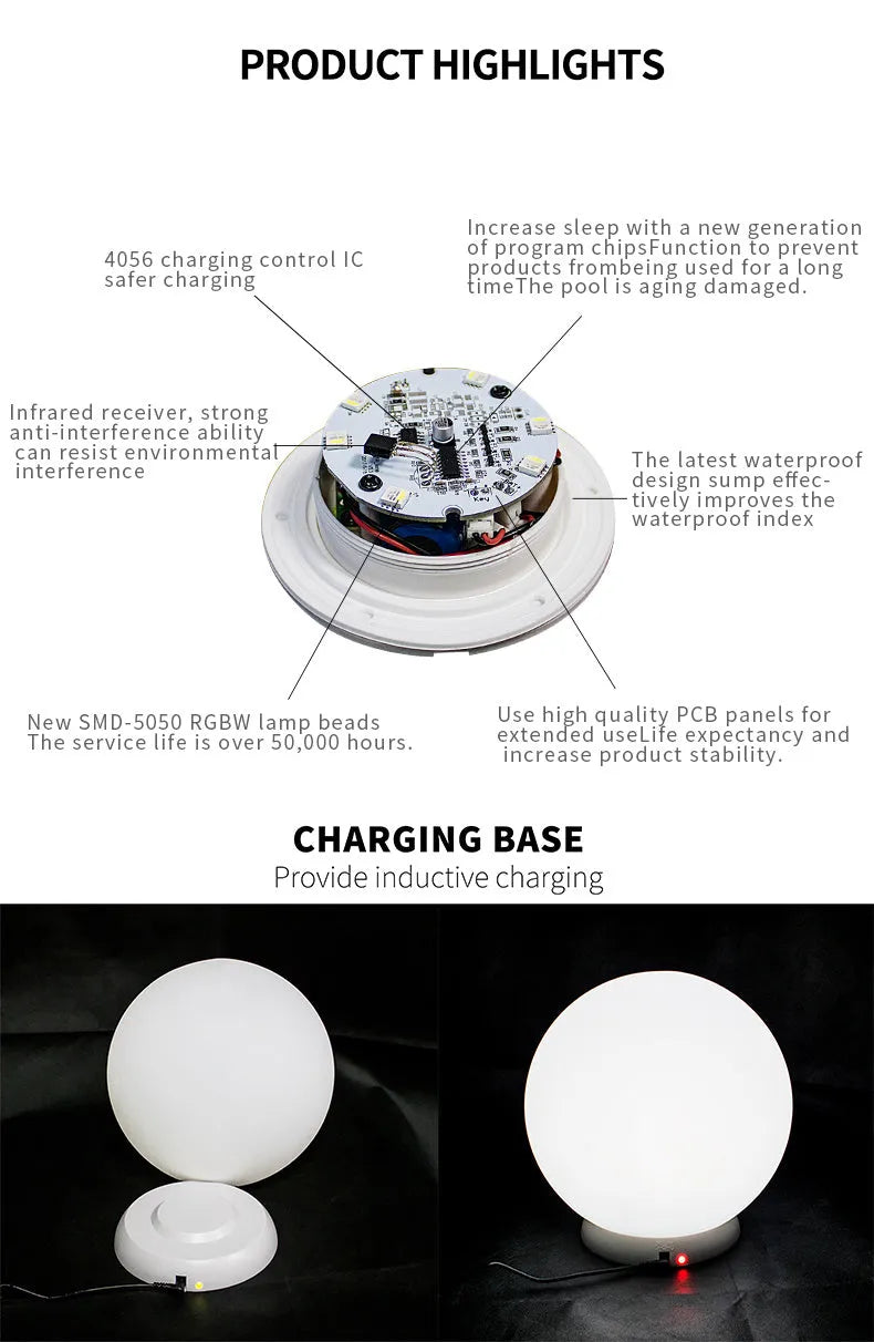 Remote control LED luminous ball lamp for outdoor garden and water decoration with 16 colour options