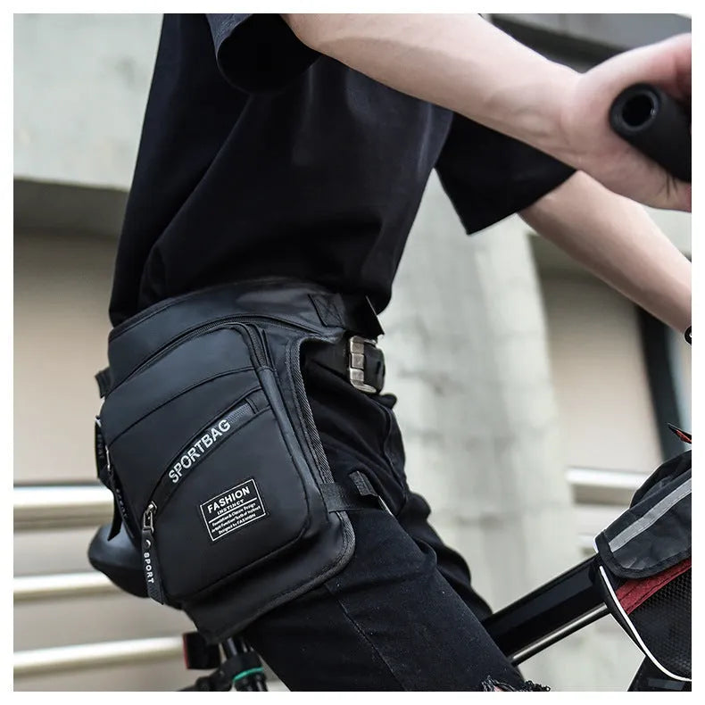 Nylon crossbody leg bag for cycling in black, blue, grey, dark green, or red