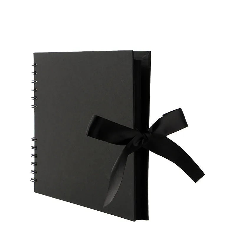 DIY spiral-bound photo album with a kraft paper cover in landscape A4 format