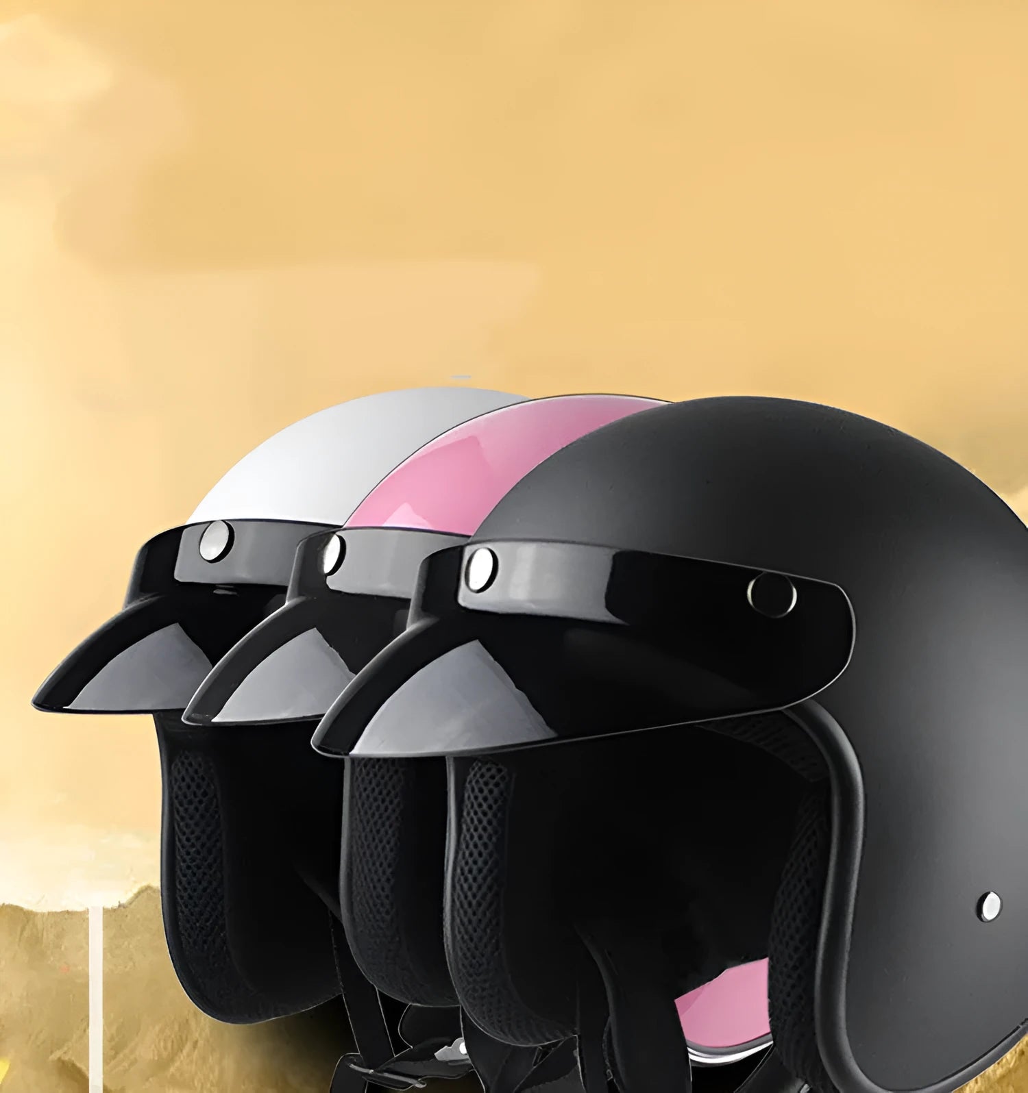 Men and women retro hard hat motorcycle helmet VS-050 in matte black with ABS shell and EPS liner