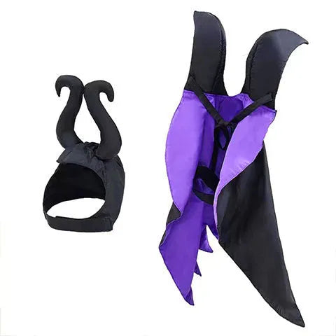 Halloween pet bat cloak and hat costume set in red or purple for dogs and cats