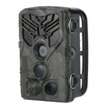 Wifi830 trail camera with camouflage finish, showing lens, IR LEDs, and mounting strap.