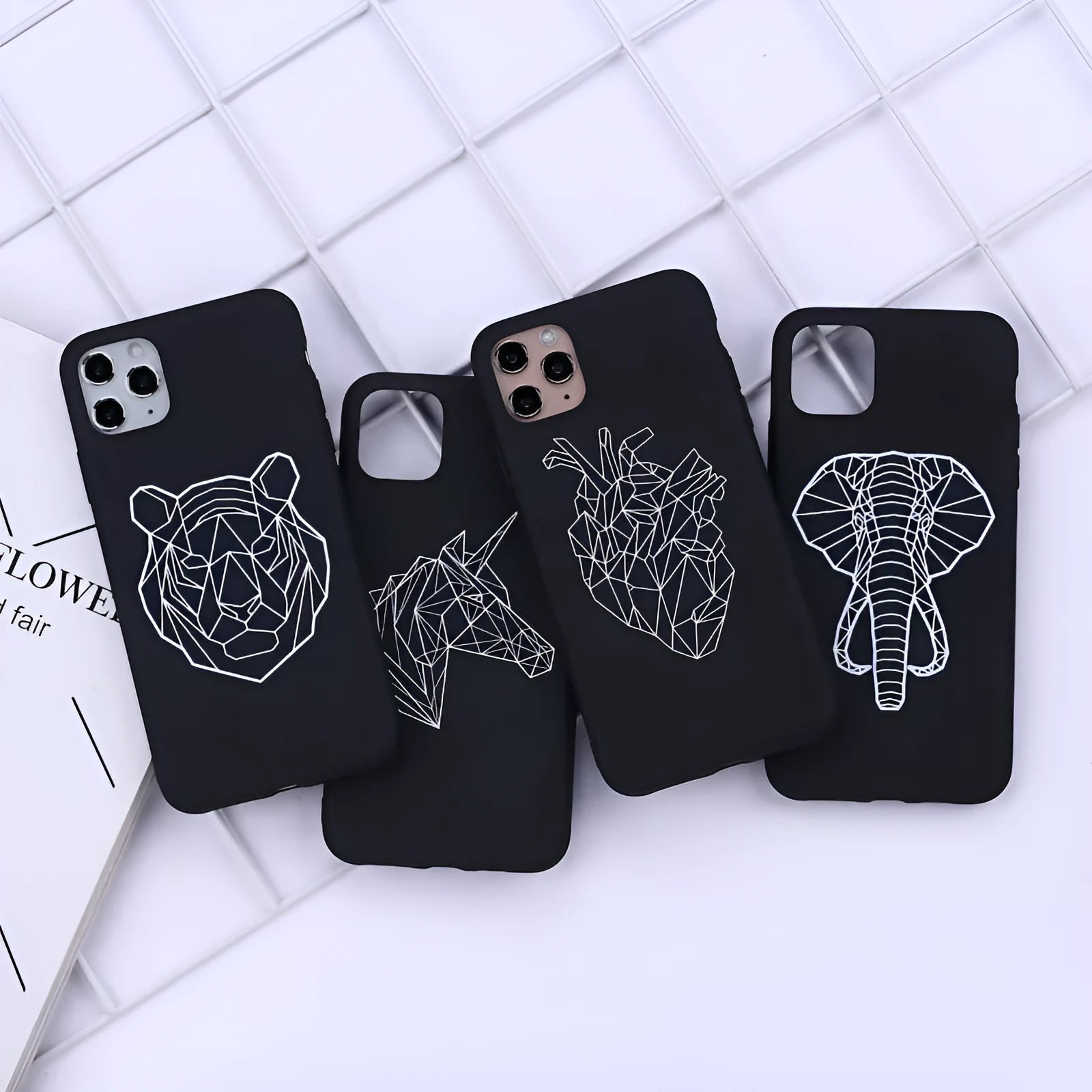 Animal art TPU phone case with painted graffiti design on solid colour background for iPhone