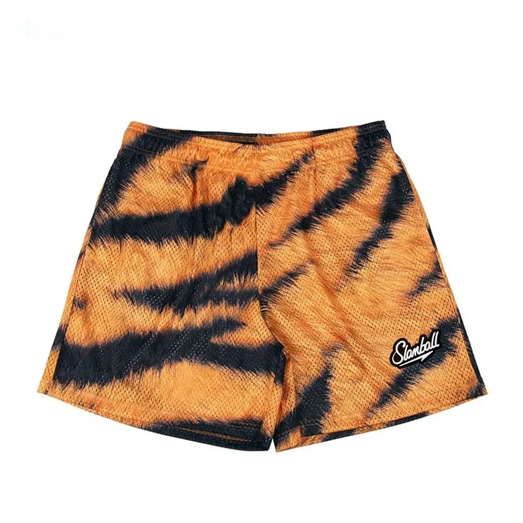 Men's leopard print fitness training shorts for basketball and running