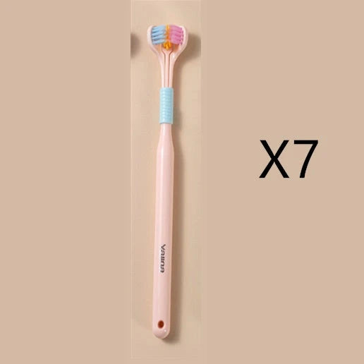 3-in-1 Soft Bristle Toothbrush with Tri-Sided Brush Head and Temperature-Responsive Bristles