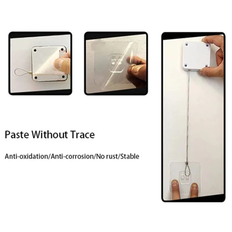 Automatic door closer with adhesive mounting for sliding and glass doors showing compact ABS housing