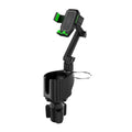 Green and grey A02 model in-car drink rack and mobile phone holder made of ABS/PC plastic.