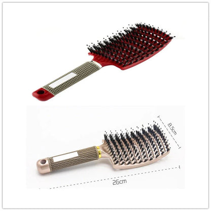 Detangling hairbrush with bristle and nylon teeth for effortless hair management and scalp massage