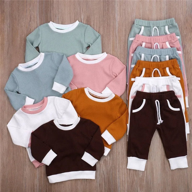 Girls linen two-piece summer outfit set with top and pants in multiple colours and sizes