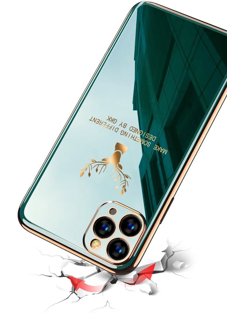 Black full lens protective TPU phone case for iPhone models on a white background.
