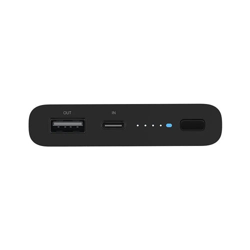 White 10000mAh power bank showing USB-C port and wireless charging symbol