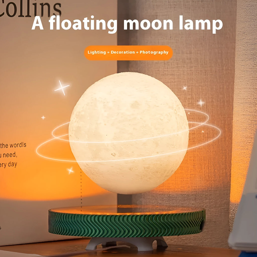 Magnetic suspension moon lamp with 3D-printed levitating design in modern style