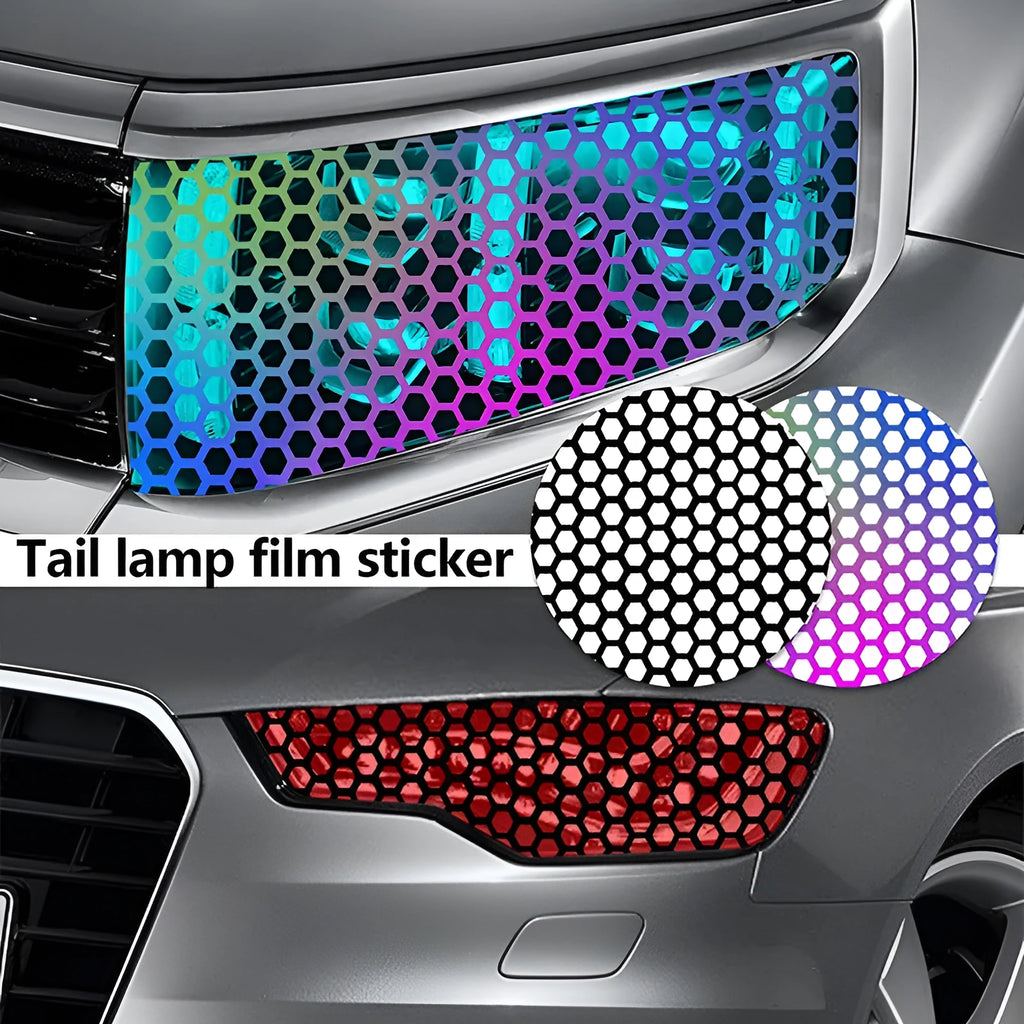 Honeycomb pattern car taillight decoration sticker sheet in black, carbon, and colourful options