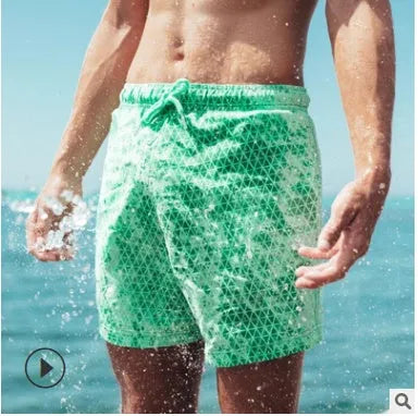 Thermochromic children's shorts in blue with colour-changing polyester fabric