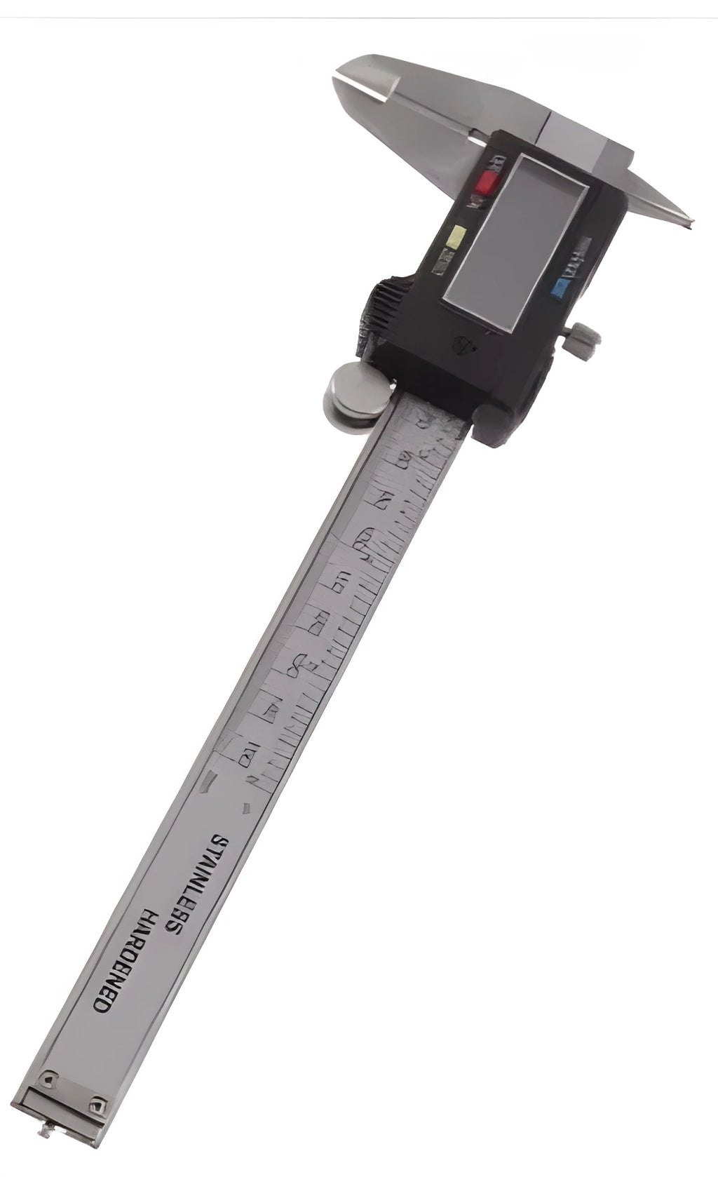 Silver stainless steel digital vernier caliper 0-150mm with large LCD, IP54 waterproof and oil proof body