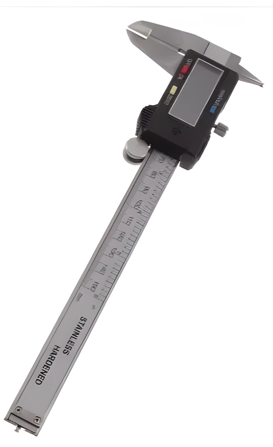 Silver stainless steel digital vernier caliper 0-150mm with large LCD, IP54 waterproof and oil proof body