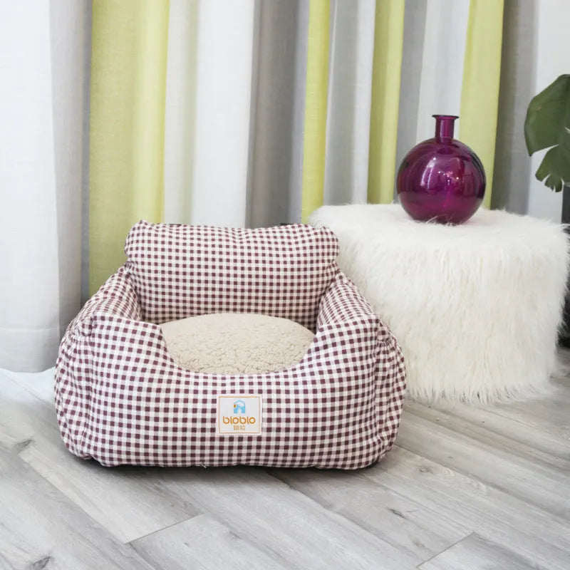 Anti-dirty pet dog car bed pad in canvas and plush, 55x50x30cm, deep sea blue colour