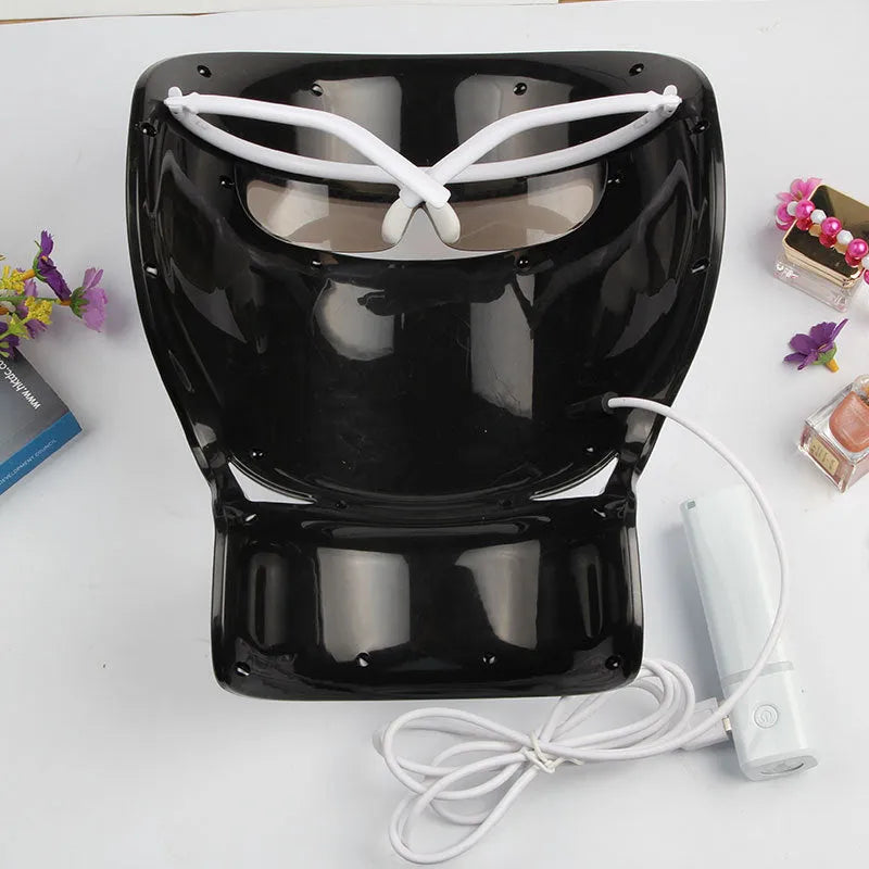 Inverse Age Phototherapy LED facial beauty instrument in white with face and neck mask, controller and power adapter