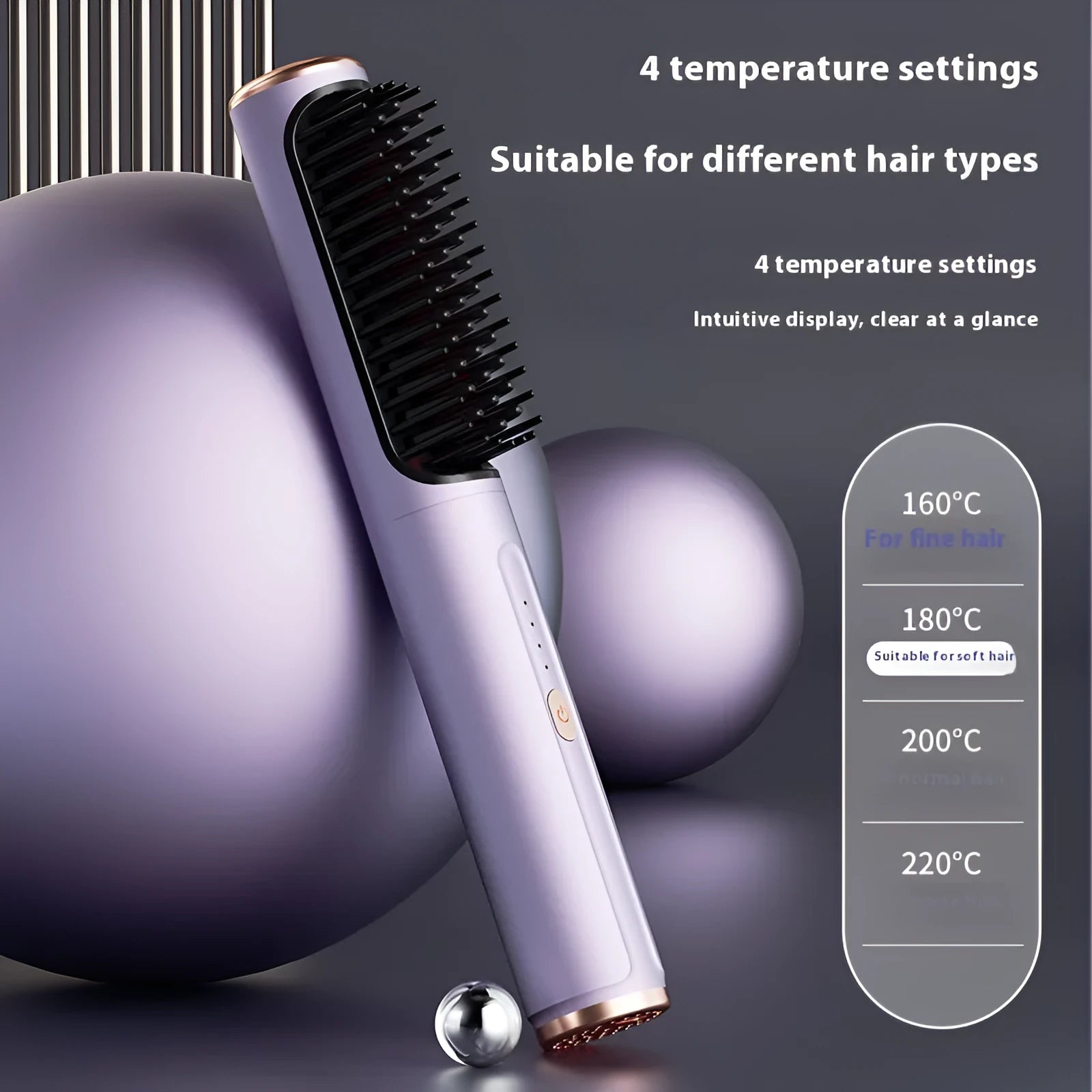 Wireless straight comb with anion technology for curling and straightening hair