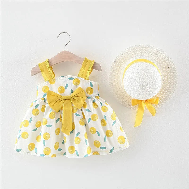 Baby girl thin cotton princess dress in pink with ruffle details, size 70cm