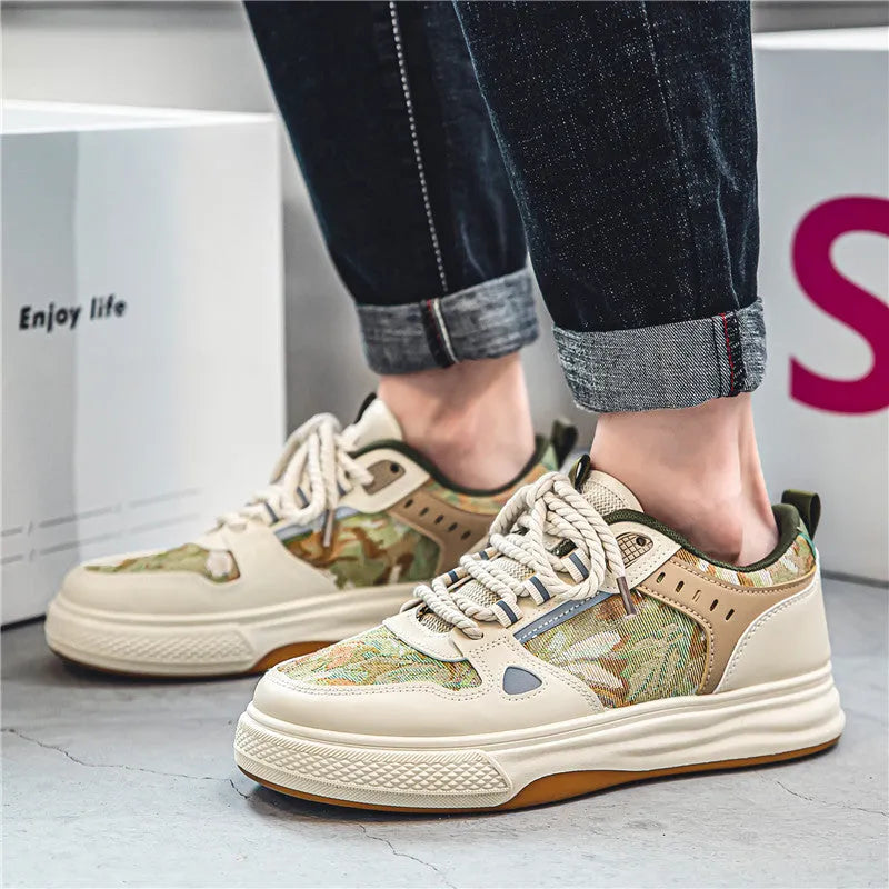 Canvas casual tide shoes in Milan green and beige colours with flat heel and round toe design