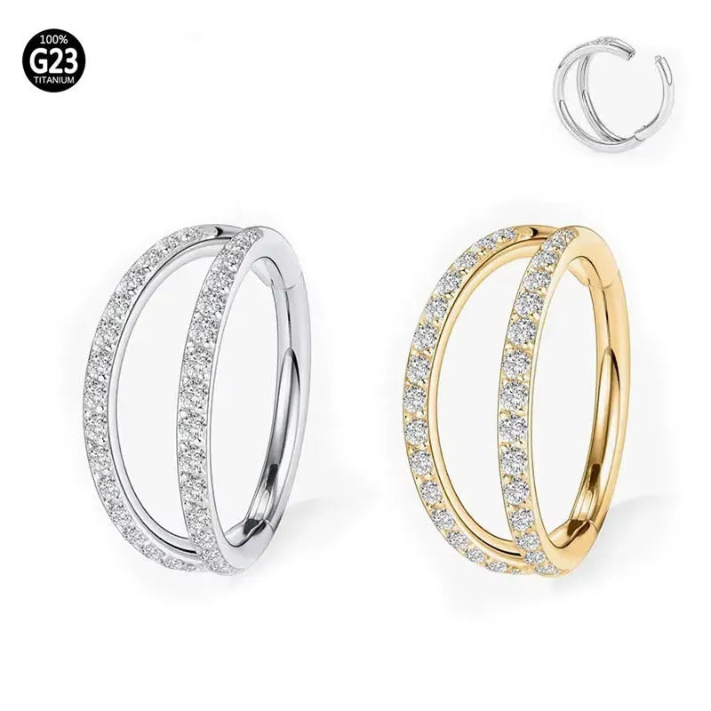 G23 titanium alloy nose ring in gold colour on a white background, showing a circular shape.