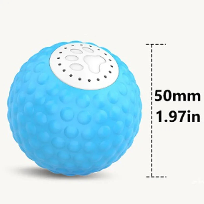 Remote control cat toy ball in blue, green and yellow colours with rolling motion and sound features