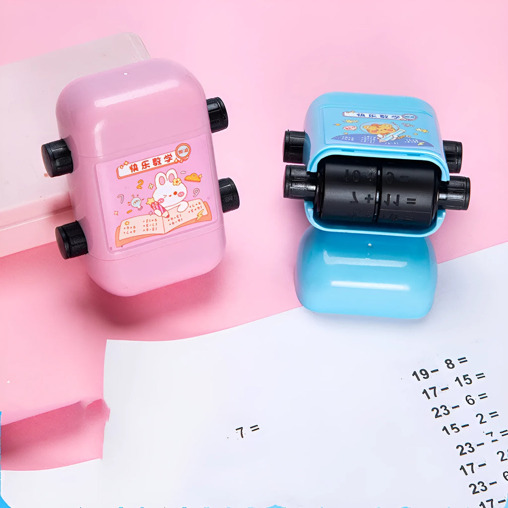 Plastic maths teaching seal in cuboid shape with four colour options for arithmetic practice