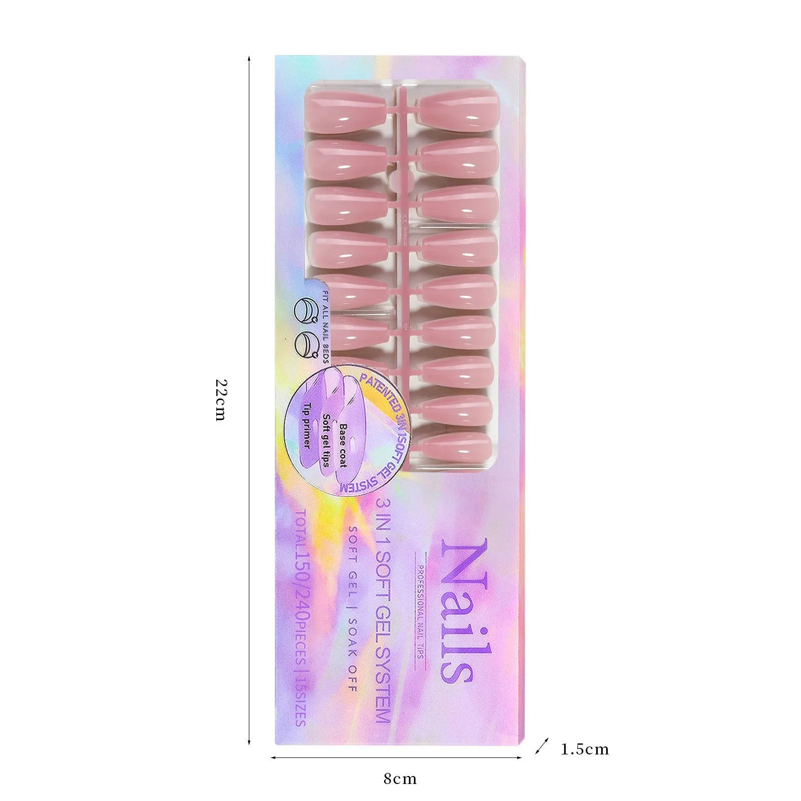 Box of nude-coloured seamless removable nail stickers for ladies, showing ultra-thin design.